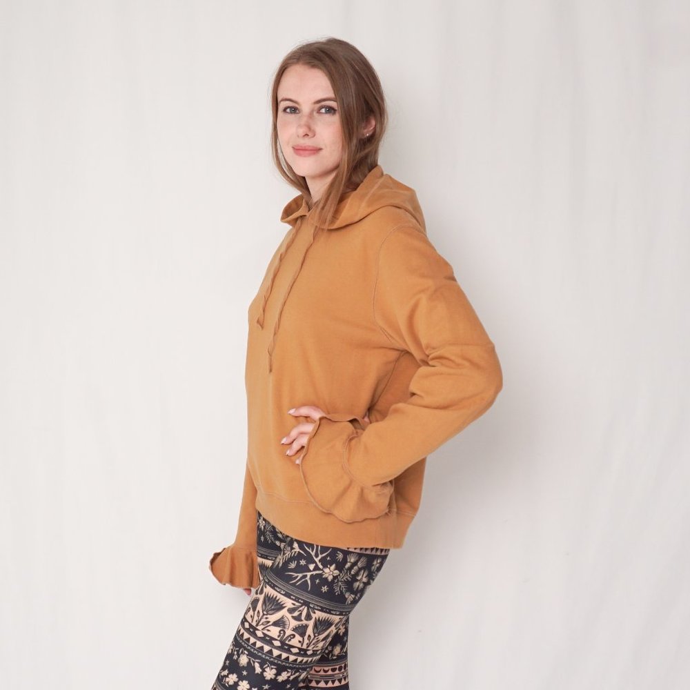 J. Crew Tan Ruffle Cuff Hoodie (Size L) Fall Hoody - Picture 5 of 7